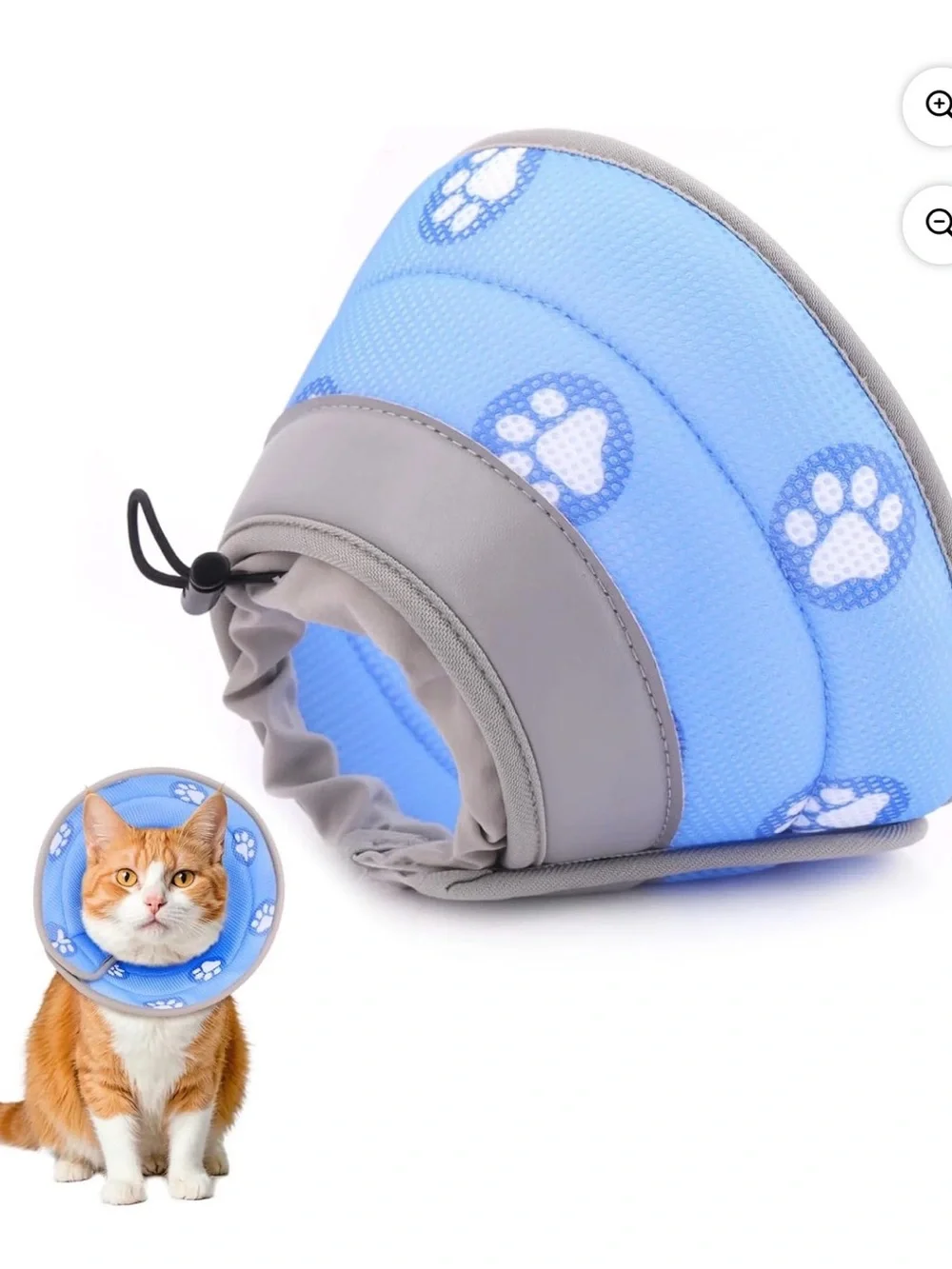 🐈🐩 Blue Paw-Print Soft Pet Recovery Collar for Cats or Dog Size S